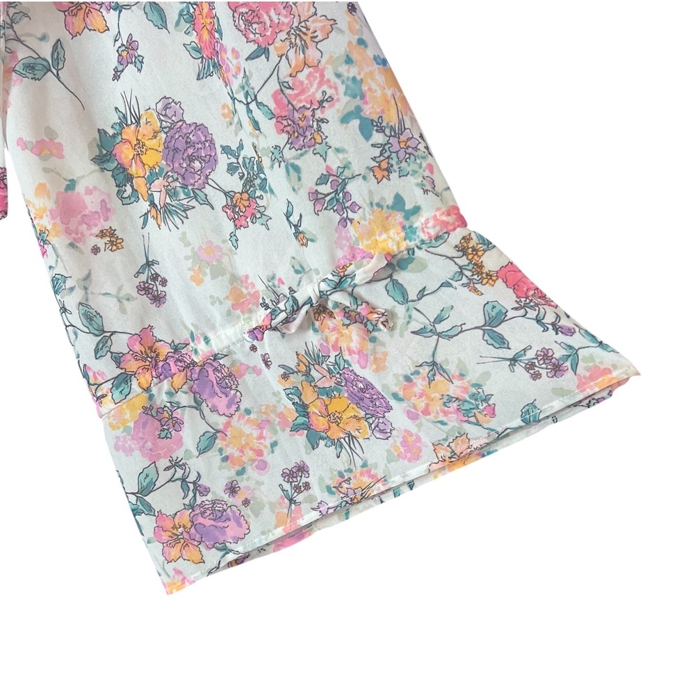 Tularosa Brogan Floral Off The‎ Shoulder Bell Sleeve Mini Dress XL White Pink - Picture 6 of 7